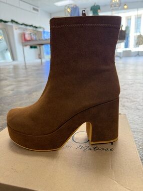 BEACH BY Matisse COGNAC Brown Suede Platform Boot NEW IN BOX
